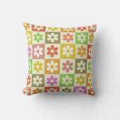 市松模様にカラフルレトロ クッション (正面)