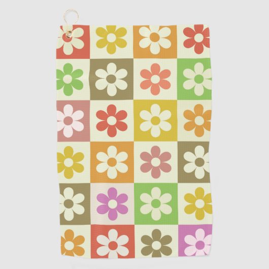 市松模様にカラフルレトロ ゴルフタオル (正面)