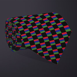 市松模様にガンビア国旗のパターン ネクタイ