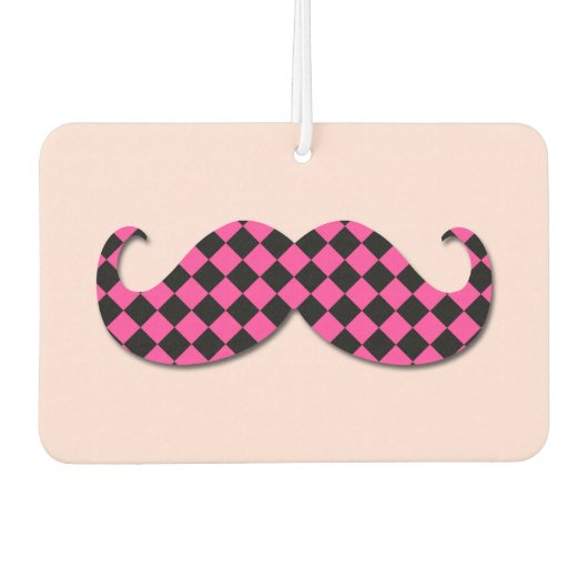 市松模様にクラシック口ひげ カーエアーフレッシュナー (正面)