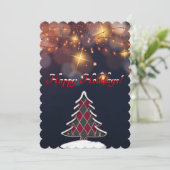 市松模様にクリスマストツリーフラットホリデーカード シーズンカード (スタンド正面)