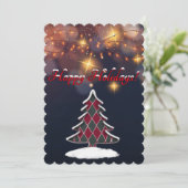 市松模様にクリスマストツリーフラットホリデーカード シーズンカード (スタンド正面)