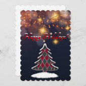 市松模様にクリスマストツリーフラットホリデーカード シーズンカード (正面/裏面)