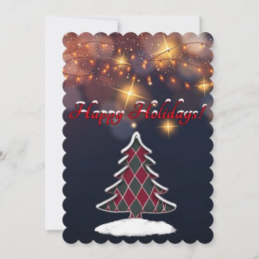 市松模様にクリスマストツリーフラットホリデーカード シーズンカード (正面)
