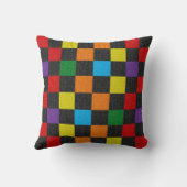 市松模様にグリッターレインボーLGBTQゲイプライドモノグラム クッション (裏面)