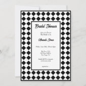 市松模様にシンプルモダン白黒ブライダルシャワー 招待状 (正面)