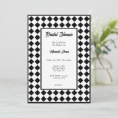 市松模様にシンプルモダン白黒ブライダルシャワー 招待状 (スタンド正面)