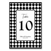 市松模様にシンプルモダン白黒結婚ズ テーブルナンバー (裏面)
