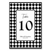 市松模様にシンプルモダン白黒結婚ズ テーブルナンバー (正面)