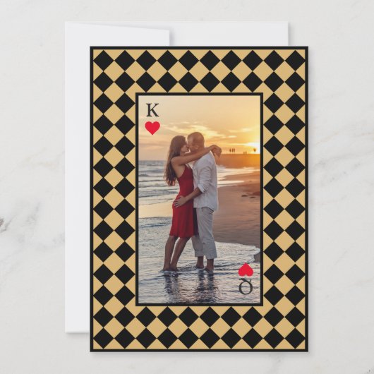 市松模様にシンプルモダン金ゴールド結婚ズ 招待状 (裏面)