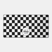市松模様にスクウェア白黒レトロモノグラム デスクマット (正面)