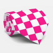市松模様にスクウェア・ホットピンクホワイト ネクタイ (ロール)
