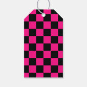 市松模様にスクエアホットピンクブラック ギフトタグ (正面)