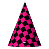 市松模様にスクエアホットピンクブラック パーティーハット (左)