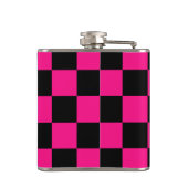 市松模様にスクエアホットピンクブラック フラスク (裏面)