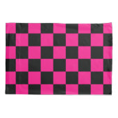市松模様にスクエアホットピンクブラック 枕カバー (裏面-左)