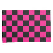 市松模様にスクエアホットピンクブラック 枕カバー (正面右)
