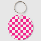 市松模様にスクエアホットピンクホワイト キーホルダー (裏面)