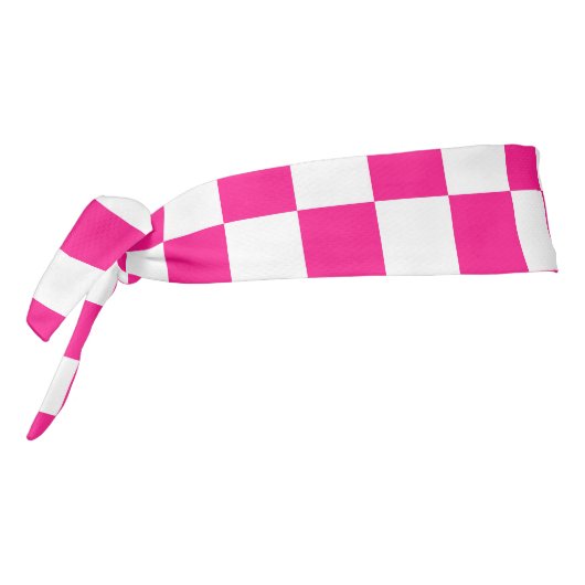 市松模様にスクエアホットピンクホワイト タイヘッドバンド (回転270)