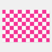市松模様にスクエアホットピンクホワイト ラッピングペーパーシート (正面2)