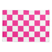 市松模様にスクエアホットピンクホワイト 枕カバー (裏面)