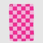 市松模様にスクエアライトホットピンクジオメトリ ゴルフタオル (正面)