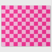 市松模様にスクエアライトホットピンクジオメトリ ラッピングペーパー (フラット)