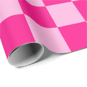 市松模様にスクエアライトホットピンクジオメトリ ラッピングペーパー (ロールコーナー)