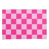 市松模様にスクエアライトホットピンクジオメトリ 枕カバー (正面右)