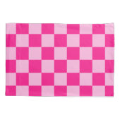 市松模様にスクエアライトホットピンクジオメトリ 枕カバー (裏面)