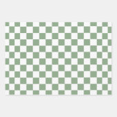 市松模様にセージ緑と白 ラッピングペーパーシート (正面)