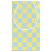 市松模様にソフトブルーとイエロー スモールペーパーバッグ (裏面)