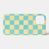 市松模様にターコイズと黄と白の愛 Case-Mate iPhoneケース (裏面 (横))