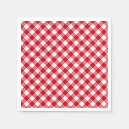 市松模様にタータンチェッククラシック赤白 スタンダードカクテルナプキン