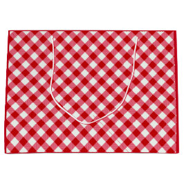 市松模様にタータンチェッククラシック赤白 ラージペーパーバッグ