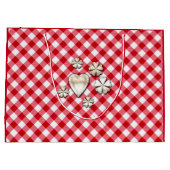 市松模様にタータンチェッククラシック赤白 ラージペーパーバッグ (裏面)