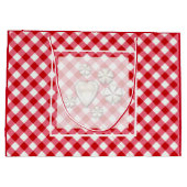 市松模様にタータンチェッククラシック赤白 ラージペーパーバッグ (裏面)