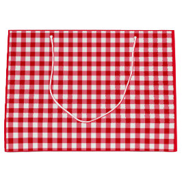 市松模様にタータンチェッククラシック赤白 ラージペーパーバッグ