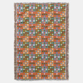 市松模様にダイヤモンドの繰り返しパターン スローブランケット (正面縦)