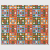 市松模様にダイヤモンドの繰り返しパターン ラッピングペーパー (フラット)