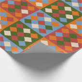 市松模様にダイヤモンドの繰り返しパターン ラッピングペーパー (角)