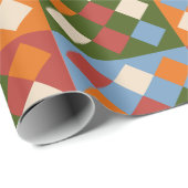 市松模様にダイヤモンドの繰り返しパターン ラッピングペーパー (ロールコーナー)