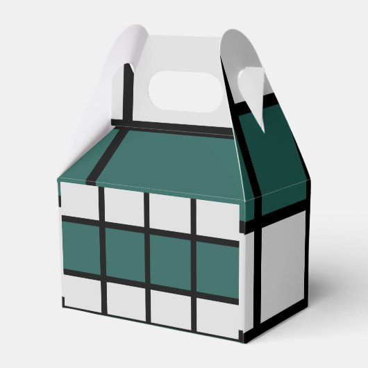 市松模様にティール（緑がかった色）グレイ市松模様にク フェイバーボックス (裏面サイド)