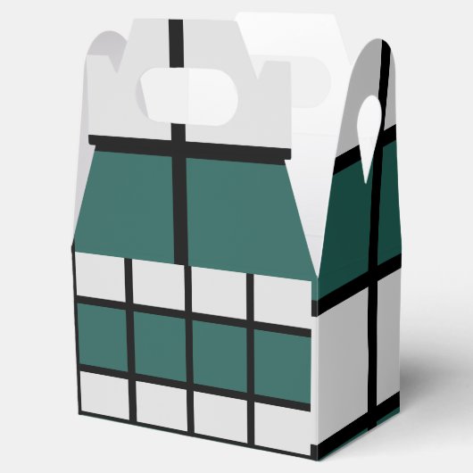 市松模様にティール(緑がかった色)グレイ市松模様にク フェイバーボックス (オープン)