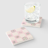 市松模様にデイジー ストーンコースター (横)