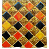 市松模様にデザイン シャワーカーテン (正面)