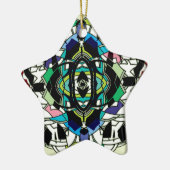 市松模様にデザイン セラミックオーナメント (左)