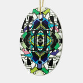 市松模様にデザイン セラミックオーナメント (左)