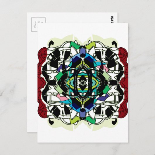 市松模様にデザイン ポストカード (正面/裏面)