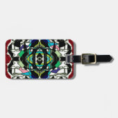 市松模様にデザイン ラゲッジタグ (正面横)